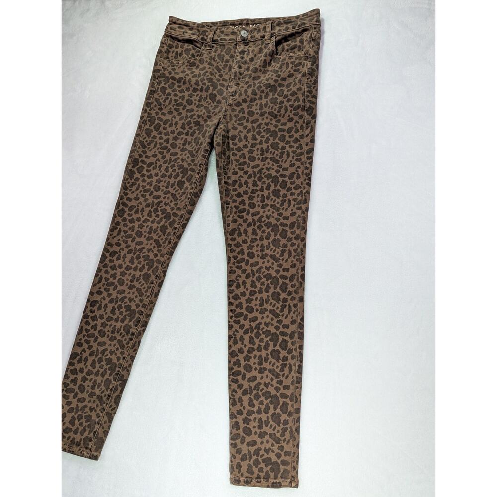 American Eagle Womens Sz 8 Brown Leopard Super High Rise Jegging Stretch Pants - Picture 3 of 15